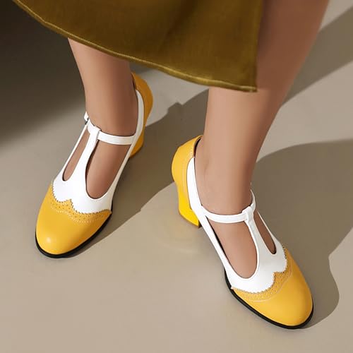 Chaussures Merceditas t-strap rétro Lizoleor à bout rond et talon large - 5