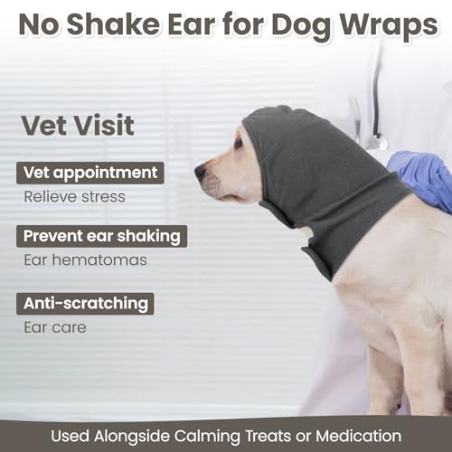 Image of Nanaki Calming Hoodie Dog Ear Covers-No Shake Hematomas Ear Wraps for Dogs, Adjustable Head Wrap Muffs Noise Cancelling Protector, Anxiety Relief, Fireworks & Grooming Bathing, 4th of July, Vet Visit
