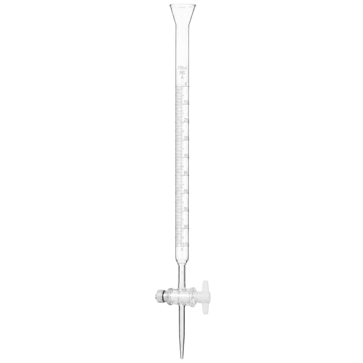 Borokrzemowa Szklana Rozszerzona Biureta Pokrętło PTFE-100mL/0.2