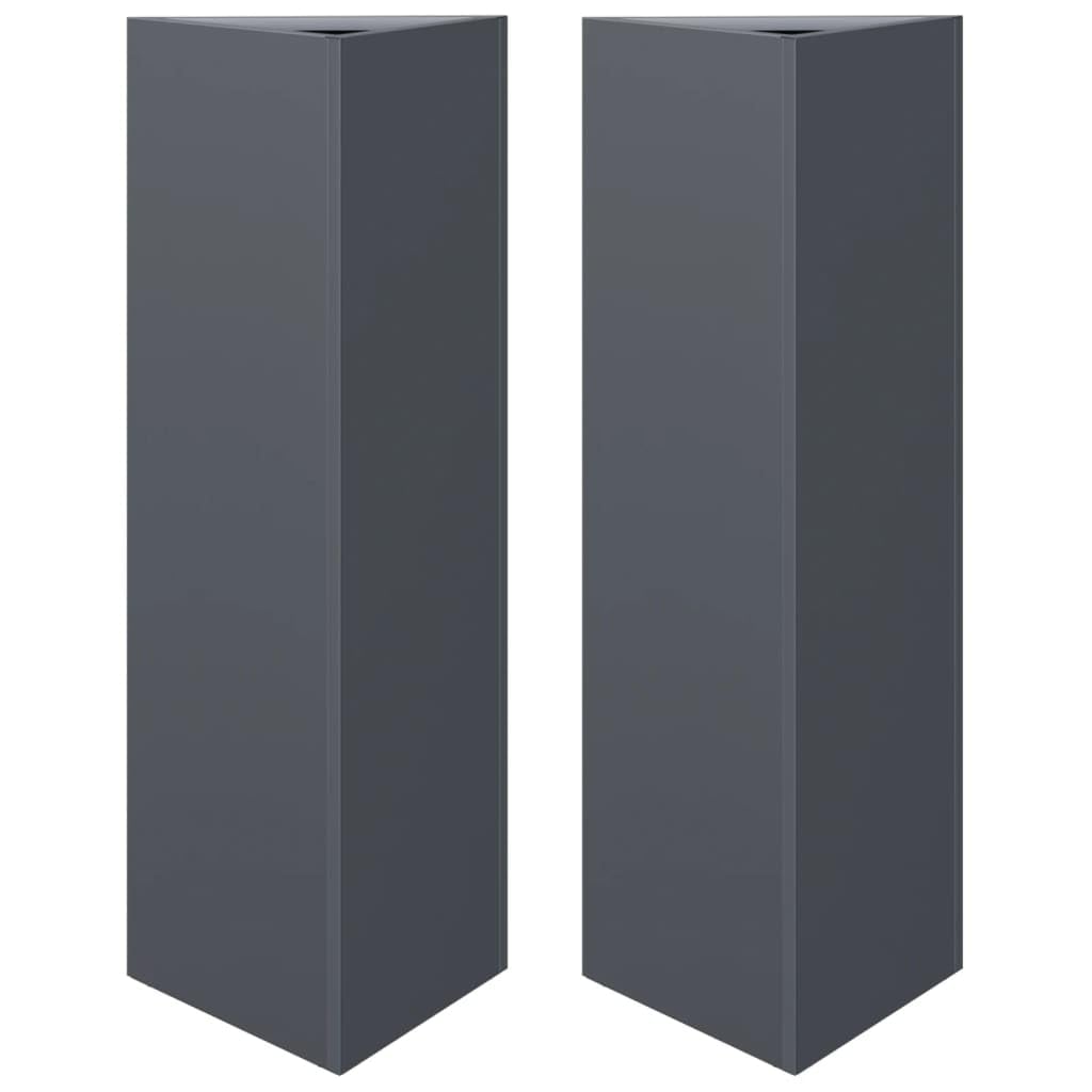 Jardinière métal robuste en acier anti-corrosion lot de 2 bacs triangulaires anthracite