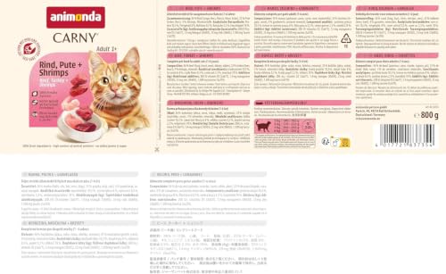 animonda Carny Adult Katzen Nassfutter Rind + Pute + Shrimps (6 x 800g)