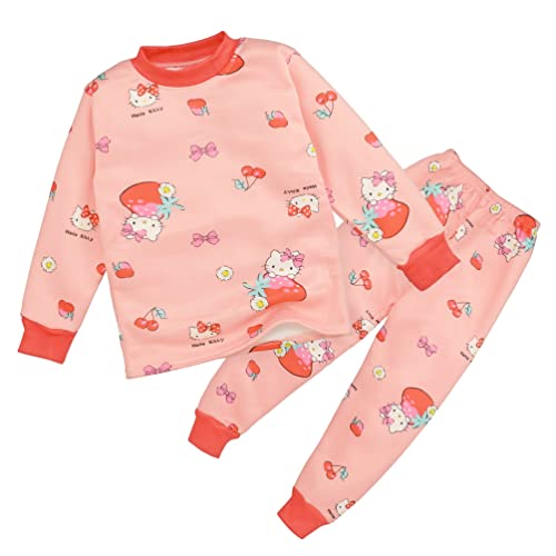 Image of Bold N Elegant Cute Winter Warm Fleece Kid's Cartoon Sweatshirt Tshirt and Pajama Pant Clothing Set Random Mix Print for Boys Girls