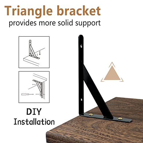 Dadill Corner Floating Shelves, Set Of 4 Corner Shelves Wall Mounted, Rustic Wood Corner Wall Shelf For Bathroom, Bedroom, Living Room, Office, Carbonized Brown #TOP5