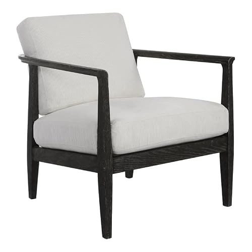 Uttermost Brunei Oak Wood And Fabric White Accent Chair 23696 #TOP29