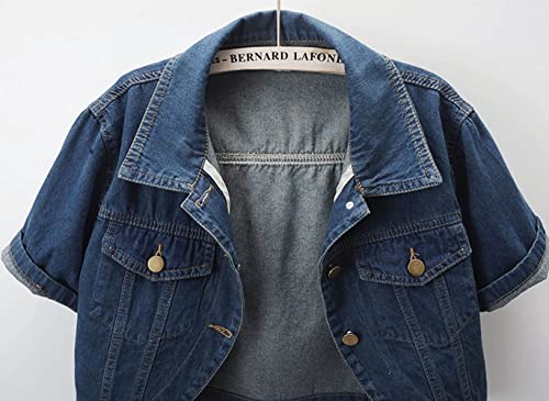Women's Short Sleeve Denim Shawls Dress Cover Ups Casual Jean Coat2