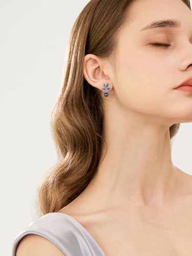 Tahitian Black Pearl 18K White Gold Plated Sterling Silver Earrings for Wedding Birthday Anniversary Valentines Day Christmas Pearl Jewelry Gift for Women Wife Mom Lover Girlfriend2