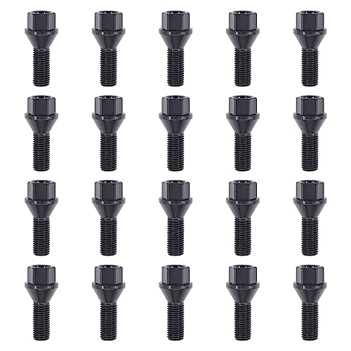 MOTOKU Set of 20 M12 X 1.5 Wheel Lug Bolts Nuts Studs 12mm X1.5mm for BMW E46 E90 E39 E60 E53 135i 318i 525i M3 M5 M6 328i