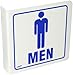 Brady 45468 8" Width x 8" Height Silk Screened, Blue on White Standard "L" Sign, Legend "Men" (with Picto)