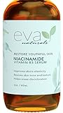 Natural Niacinamide 5% Serum for Face, XL 2 oz. Bottle – Firming Vitamin B3 + Hyaluronic Acid Serum Restores Elasticity, Diminishes Dark Spots, Reduces Blemishes, and Moisturizes by Eva Naturals