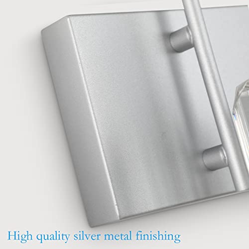 Image of Ralbay Crystal Vanity Light - 3 Light, 24'' Modern Silver Bathroom Vanity Light Fixtures Over Mirror Wall Lights