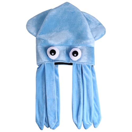 Garneck Octopus Hat for Kids and Adults - Funny Plush Squid Hat Costume Accessory - Soft Composite Fleece Animal Cap Crazy and Creative Cap for Easter Halloween Masquerade Cosplay Prop
