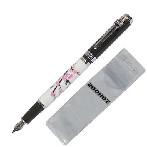 Zoohot Top Sale Elegant Jinhao Chinese Plum Flower Pattern Fountain Pen With Push In Style Converter Antique Heavy Gift #TOP24
