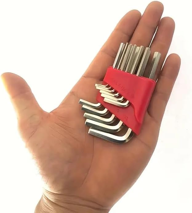 Hex Wrench Set – Compact & Portable Design with Metric & SAE (English) Sizes | Short Arm for Tight Small Spaces | Easy to Store & Carry in Entry Bags