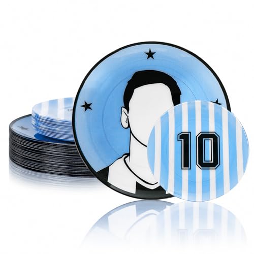 I00000 20Pcs Blue Plastic Soccer Plates, Disposable Plates for Soccer Party