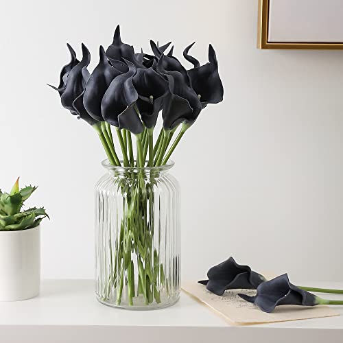 Duovlo 20Pcs Calla Lily Bridal Wedding Bouquet Lataex Real Touch Artificial Flower Home Party Decor (Purplish Blue) #TOP4