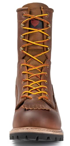 Image of SUREWAY Men's 8 inch Waterproof Steel-Toe Logger Work Boot, Superior Oil /Slip Resistant,Thicker Full Grain Leather,Wedge Rubber Sole,EH Rated