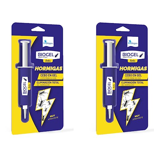 Bioplagen Pack de 2 bigel ants, isca inseticida em gel para uso contra formigas, formulado com atrativos específicos, muito persistente, eliminação total de formigueiro, formato de 5 g