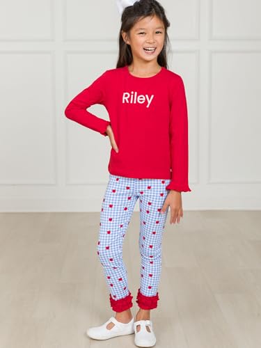 Image of RuffleButts Toddler Girl Merry & Bright Ruffle Leggings - Ankle Leggings