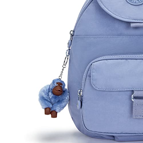 Kipling Women's Queenie, Adjustable Backpack Straps, Monkey Keychain, Key Clasp, Top Carry Handle, Silky Blue T, 10''L X 13.25''H X 6.25''D #TOP4