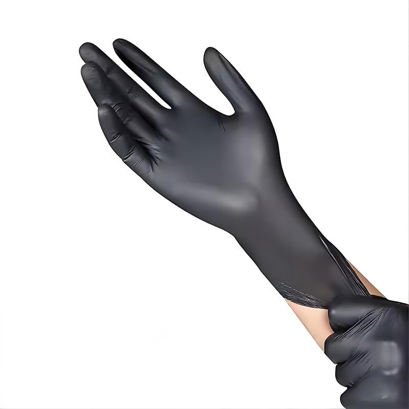 Guantes de nitrilo desechables negros (10-100 unidades) for cocina, utensilios, limpieza del hogar, seguridad laboral y jardinería(100PCS,L)