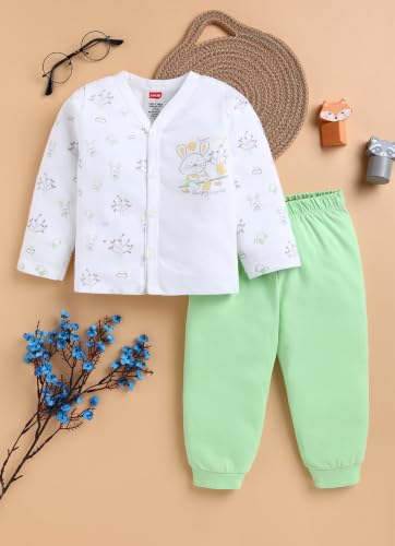 Image of LuvLap Baby Boys & Girls Regular Fit 100% Cotton Half Sleeves Jhabla & Shorts Set Pack of 2