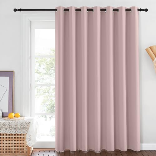 NICETOWN Baby Pink Curtains for Nursery, Sliding Glass Door Grommet Thermal Insulated Blackout Curtain Room Divider Sound Reducing Window Treatment for Kids Room/Bedroom, 1 Panel, W100 x L84