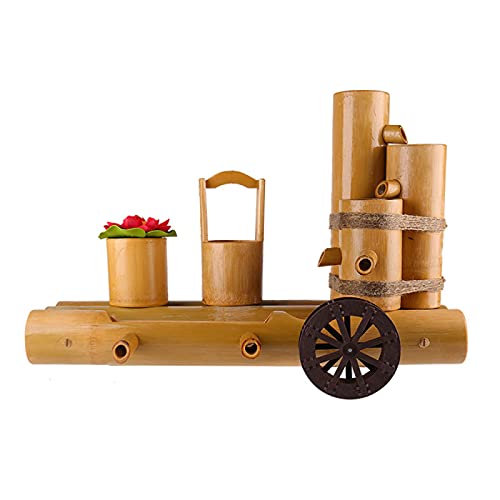 Fuente de agua para jardín, baño para pájaros, fuente de bambú decorativa, surtidor de agua con bomba, decoración de jardín, cascada, elemento decorativo para jardín japonés al aire libre, 40 cm