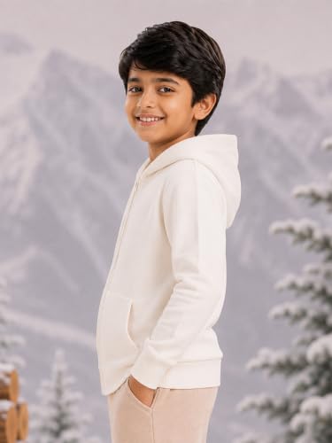 Image of Unisex Kids Solid Full Sleeve Zip Front Open Hooded Sweatshirt
