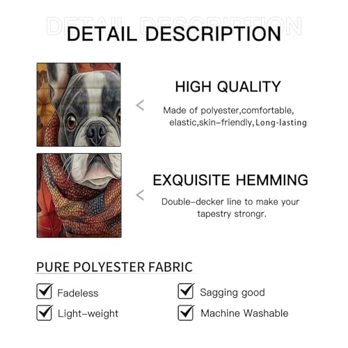 Tapiz de bulldog en otoño para decorar el dormitorio con un toque cálido y acogedor 6