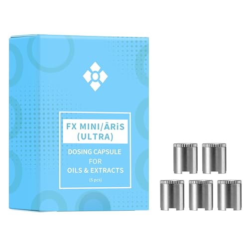 WOLKENKRAFT FX MINI (ULTRA) | Cápsulas dosificadoras ÄRiS (ULTRA) para extractos de acero inoxidable | Juego de 5 unidades | Accesorios originales para vaporizadores WOLKENKRAFT FX MINI (ULTRA) y ÄRiS