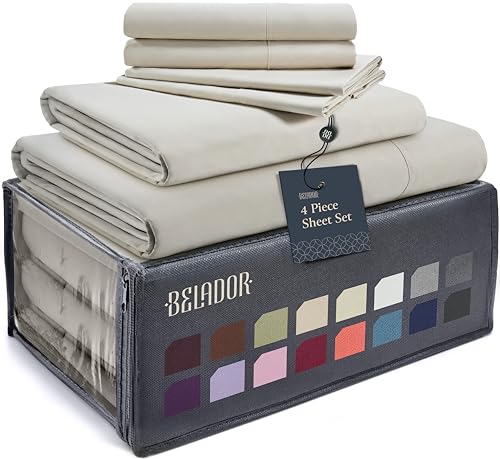 BELADOR Juego de sábanas suaves y sedosas, tamaño individual XL, sábanas de lujo individual XL, bolsillo profundo de ajuste seguro con elástico, sábanas y fundas de almohada transpirables de calidad