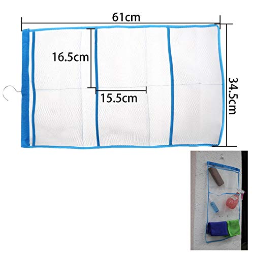 Creative-Idea Bathroom Save Space Tub Shower Hanging Mesh Organizer Storage Bag Bathroom Accessories For Dorm Rooms Bathroom Hang On Shower Curtain Rod Liner Hooks #TOP3