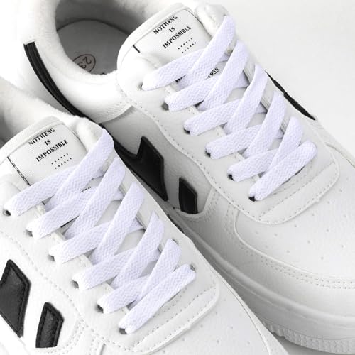 Handshop 2Pairs Flat Shoelaces 5/16" Shoe Laces For Sneakers White 114