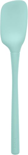 Tovolo Espátula tipo cuchara de silicona con mango ergonómico en color Aqua Seafoam Green, utensilio de cocina de silicona con diseño Scoopula,