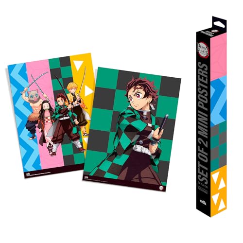 Grupo Erik Póster Demon Slayer Set de 2 piezas de impresión artística – Decoración Salón o Dormitorio – Decoración Habitación – Tamaño 38 x 52 cm – Licencia Oficial Manga Anime