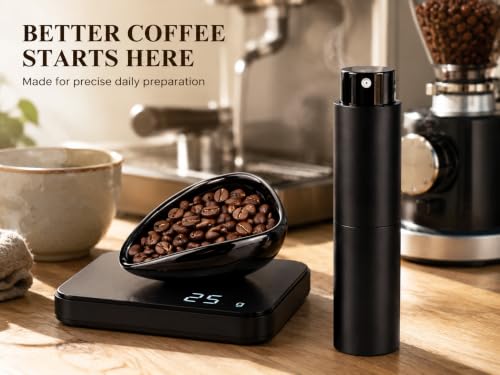 Image of Ceramic Coffee Bean Dosing Cup with 20ML Spray Bottle - Espresso Measuring Cup 25g Capacity with Fine Mist Bean Spritzer - Static Reduction Coffee Tool Kit for Home & Barista Use