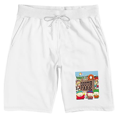 South Park Town Men's White Graphic Lounge Shorts