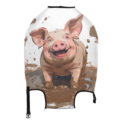 Joisal Cute Piggy Mud Pig Suitcase Cover Custom Luggage Protector Baggage Painting Travel Luggage Accessories, M, Fits 22-24 Inch Case2