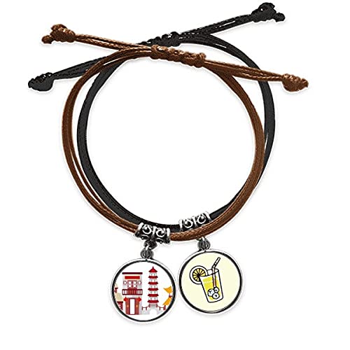 Bracelet architecture de Chine en cuir le cadeau idéal avec cordon tressé main