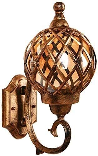 Lampe d'extérieur étanche IP44 WolFum avec lanterne sphérique rétro bronze E27