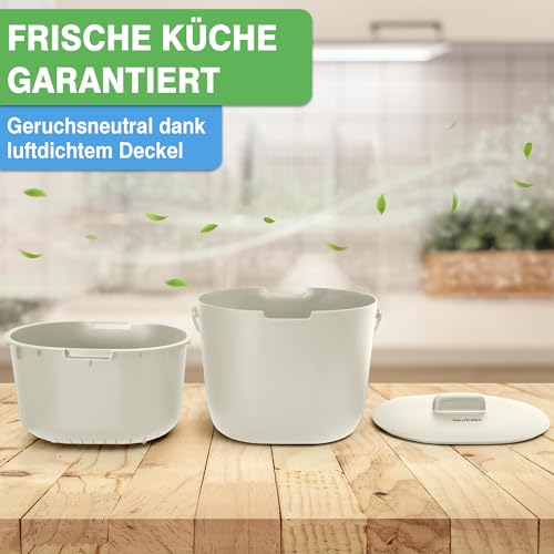 YourCasa® Organic Kitchen Waste Bin 6 Litres Compost Bin for Daily Organic Waste, Dishwasher Safe, Odour-Proof with Strainer and Ergonomic Handle, Bio-Trash Bin, Small - Image 7