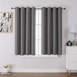 CUCRAF Blackout Curtains for Bedroom & Living Room, Light Grey 54 Inch Drop 2 Panels, Thermal Eyelet Black Out Curtains as Soundproof Room Dividers W46 x L54