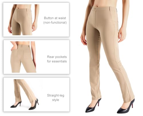 Image of Yogipace,Belt Loops,Women's Petite /Regular /Tall Straight Leg Yoga Dress Pants