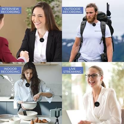 Image of Round Collar Mic Noise Cancellation for Video Recording Vlogs Mobile Camera Tablet Teachers Classes Instagram Singing Reels Live Streaming Podcast Vlogging Interview Office Meeting(Round mic)