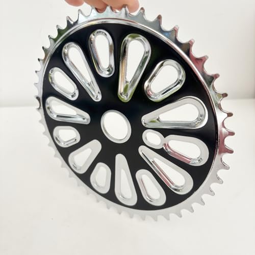 JZSPORTS Bicycle Bottom Crank Chainring Sprocket fit 2\" Cup one-Piece Crankset Black Color (Pteris Style, 44T) - Thumbnail 5