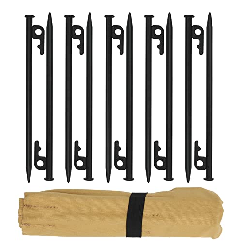 Thousfan 10 inch Tent Stakes,Metal Heavy Duty Camping Stakes for Outdoor Canopy and tarp,10 Pack with Portable Bag