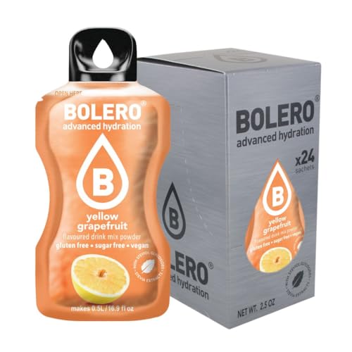 Bolero YELLOW GRAPEFRUIT 24x3g | Saftpulver ohne Zucker, gesüßt mit Stevia + Vitamin C | geeignet für Kinder, Sportler und Diabetiker | glutenfrei und veganfreundlich | Gelber Grapefruitgeschmack