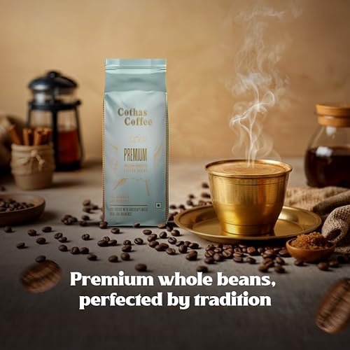 Image of Cothas Coffee Premium Gold Medium Roasted Coffee Beans | 70% Arabica & 30% Robusta | Rich & Strong-Bodied Speciality Whole Beans | Aromatic & Balanced Flavour | Ideal for Coffee Connoisseurs | 250 g Bag