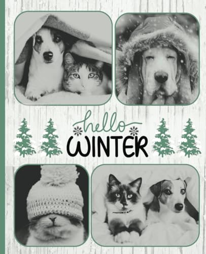 Hello Winter Pet Notebook : Cozy Cat & Dog in
