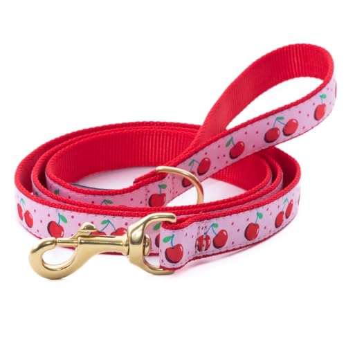 Up Country, Guinzaglio per cani con motivo ciliegie con anello a D, 1,5 m (1,5 m e 5/8' stretto)